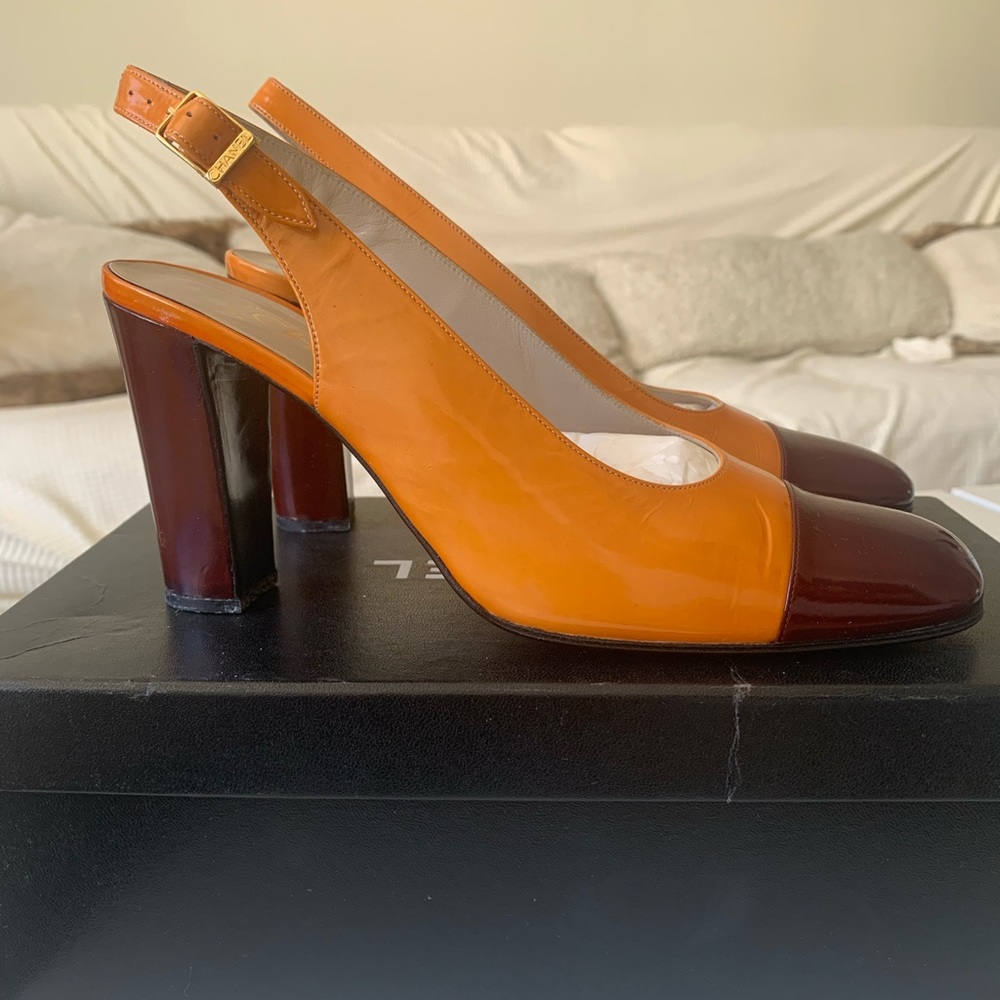 Chanel vinyl shoes.